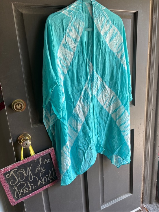 Other - Turquoise Tie-Dye Lightweight Kimono Cover-Up